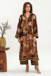 2-PC Embroidered Velvet Shirt with Qlot Trouser VVT-22-05
